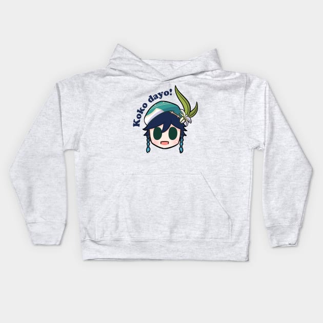 Genshin impact Venti koko dayo Kids Hoodie by Oricca